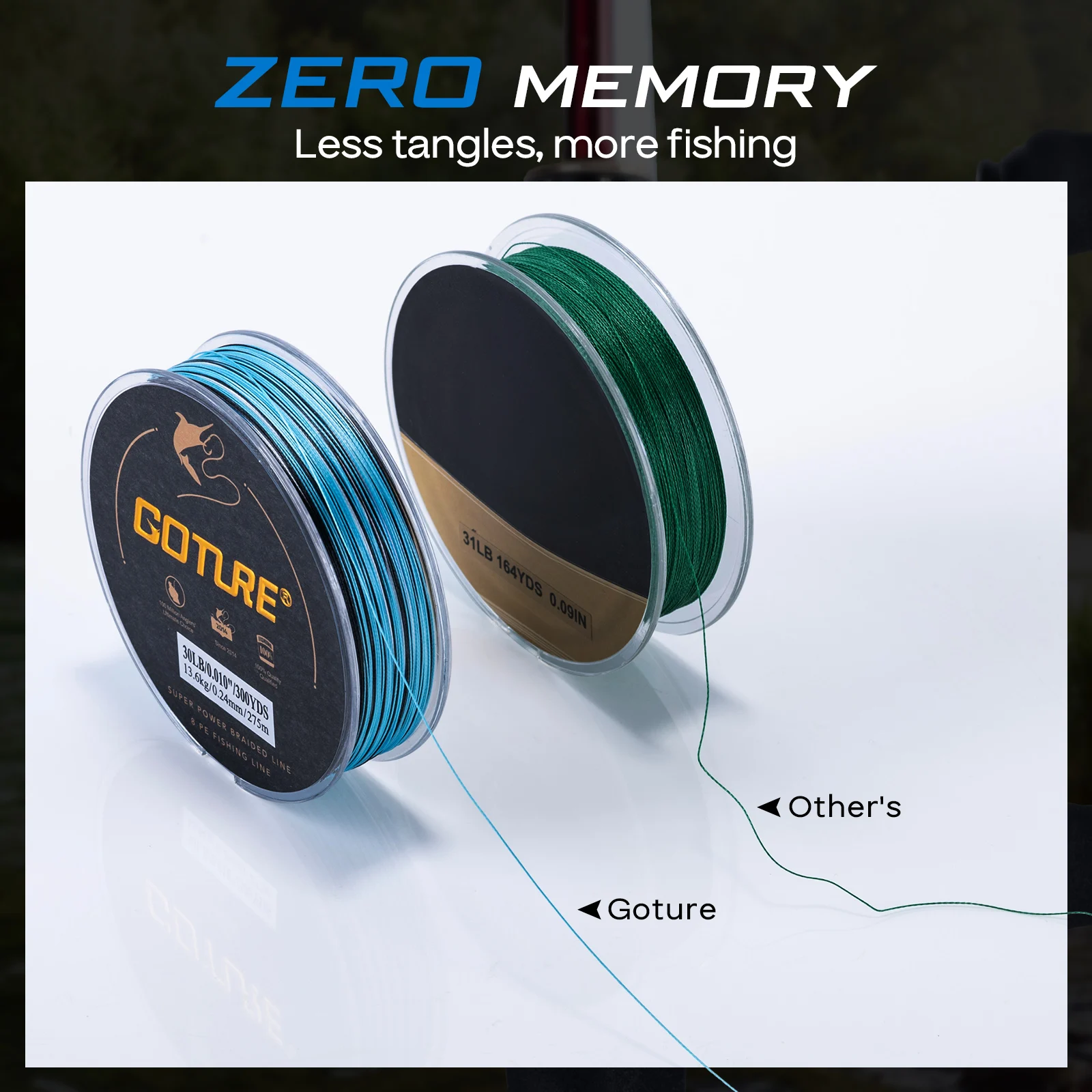 GOTURE Línea de pesca trenzada increíblemente resistente a la abrasión, 4/8 hebras, resistente a la abrasión, bajo estiramiento y alta sensibilidad - imagen 3