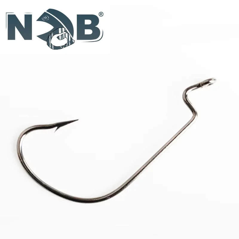NGB 6-12 Uds anzuelo de pesca compensado de acero rico en carbono 1/0 2/0 3/0 1 2 4 señuelo de gusano cebo de silicona suave anzuelos de manivela accesorios de pesca