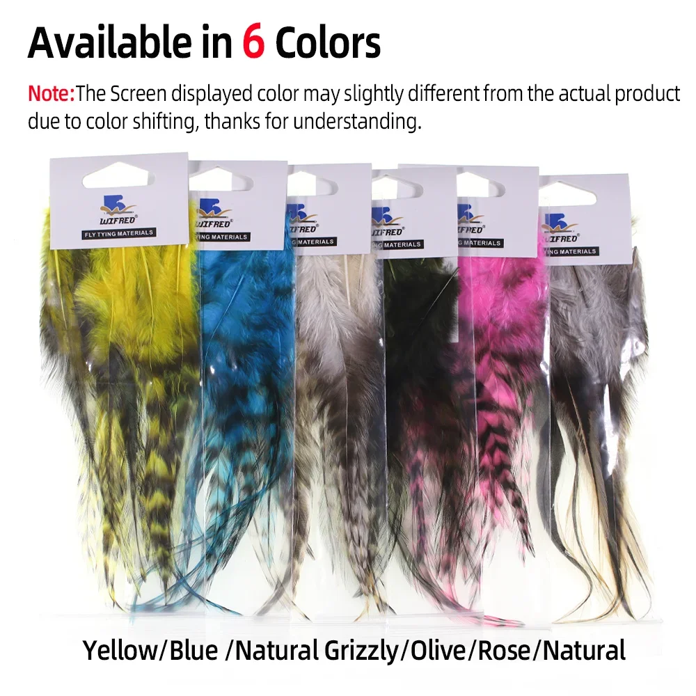 Wifreo-sillín de gallo Grizzly, materiales de atado de moscas de pluma para Streamer, plantilla de mosca, ninfas, Señuelos de Pesca de trucha, 2 paquetes - imagen 4