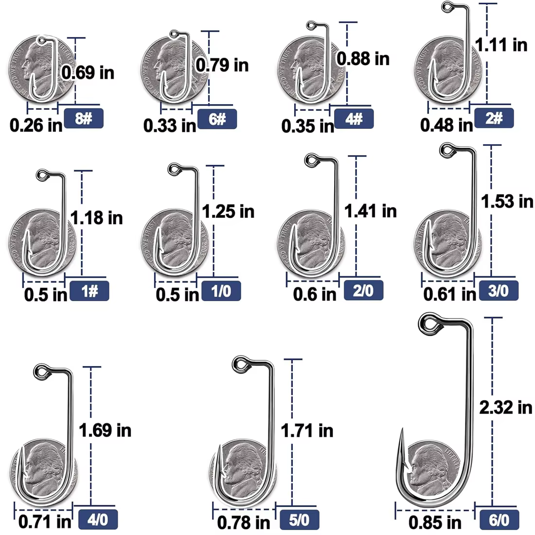 9KM 50 Uds anzuelo de pesca 90o con púas agua salada-2X acero fuerte alto contenido carbono - imagen 4