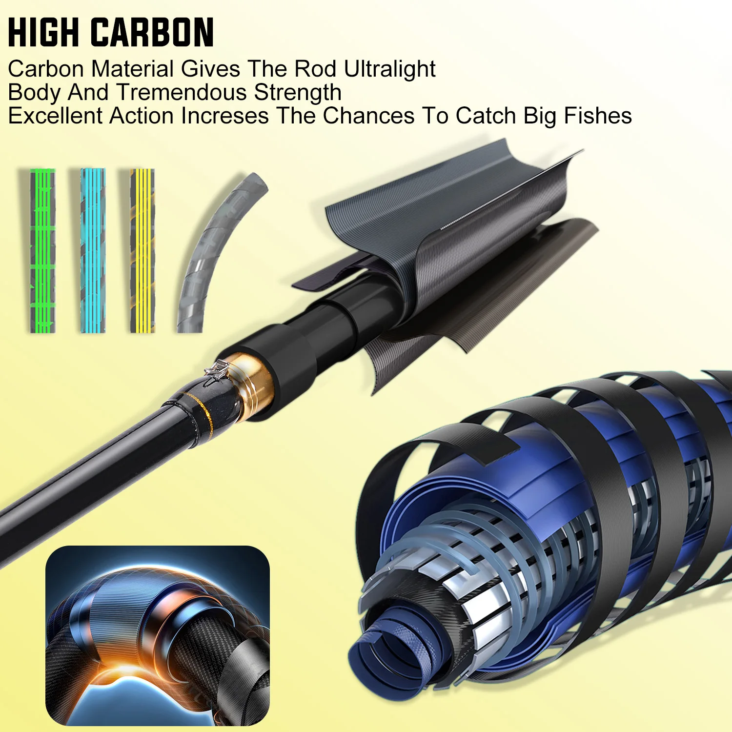 Sougayilang-señuelo de pesca Baitcasting, caña de pescar telescópica giratoria, 15g-25g, aparejos de pesca de fundición de carbono, pesca de carpa de agua dulce - imagen 4