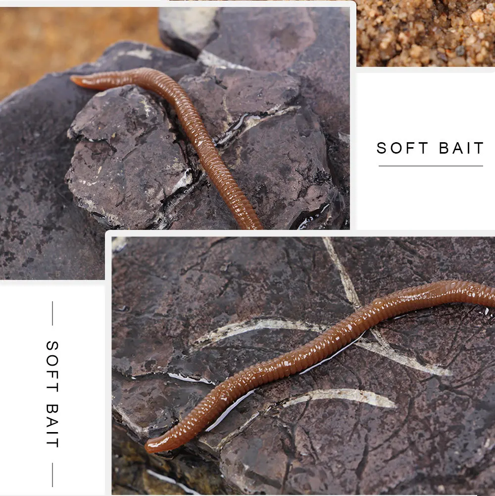 Cebo suave de gusano rojo realista, aditivo de Camarón, señuelo de pesca de gusano de tierra, cebos artificiales de silicona, aparejos de carpa para lubina, 30 unidades por lote - imagen 4