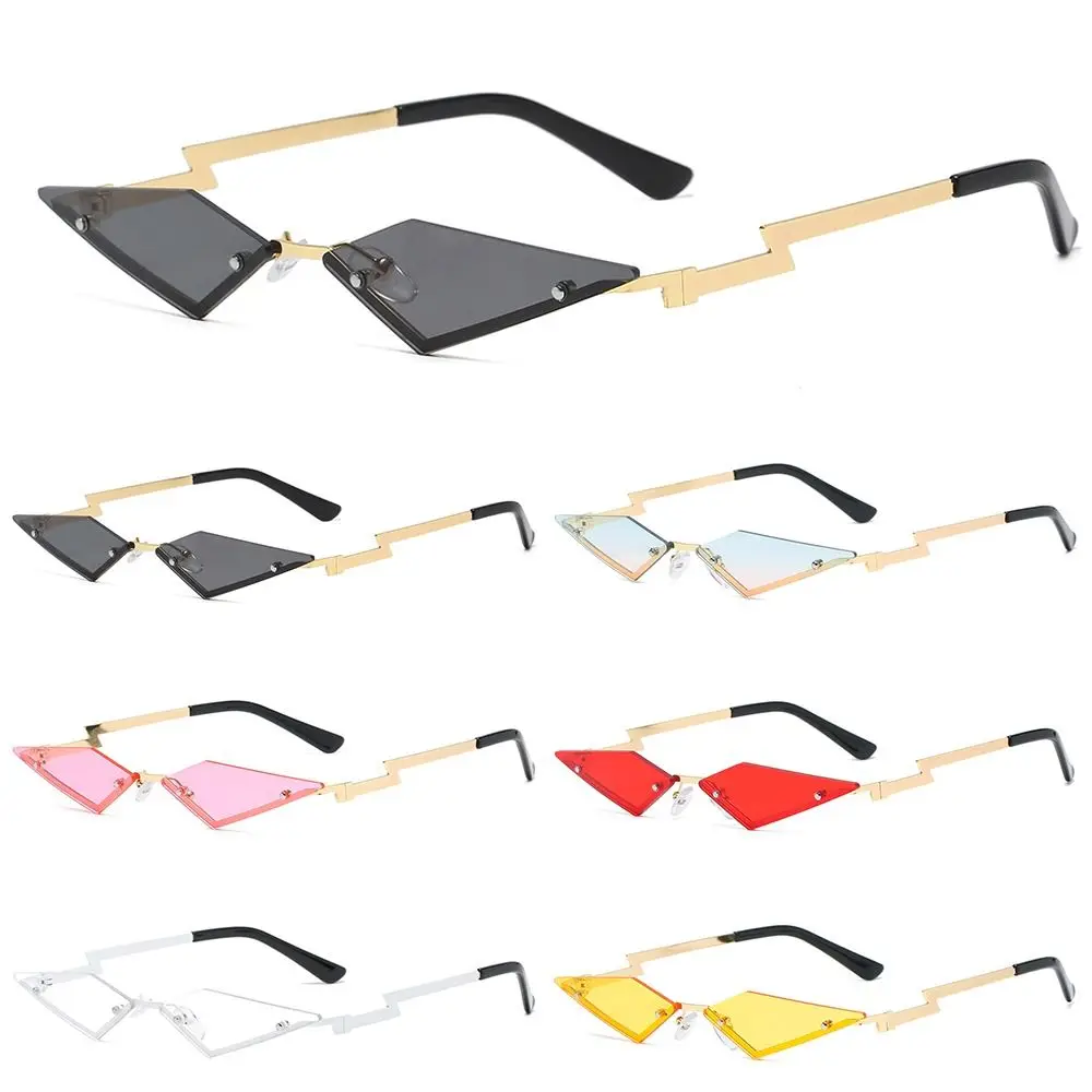 Gafas de sol sin montura poligonales UV400 – Pastilla con marco metal - imagen 4