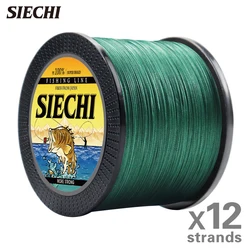 SIECHI X12 Sedal Trenzado PE 12 Hebras – Multifilamento Superfuerte para Carpa