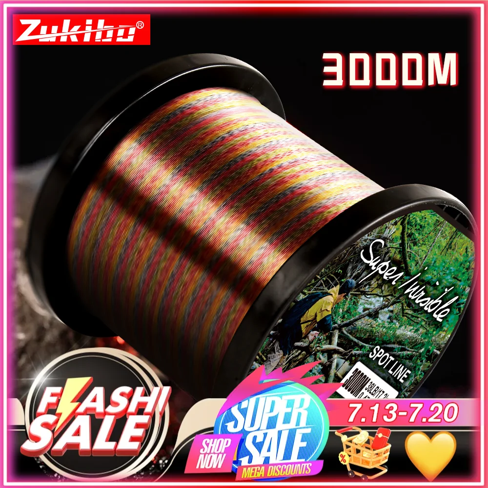 ZUKIBO Línea de camuflaje 3000m – Hundimiento fluorocarbono recubierto