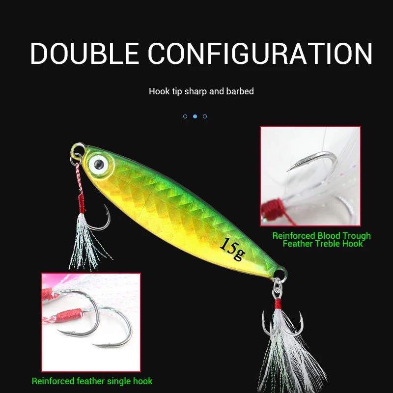 Señuelos de Pesca duros de plomo, cebo falso de Metal para agua dulce y salada, aparejos de pesca con anzuelo, 7g, 10g, 15g, 20g, 30g - imagen 3