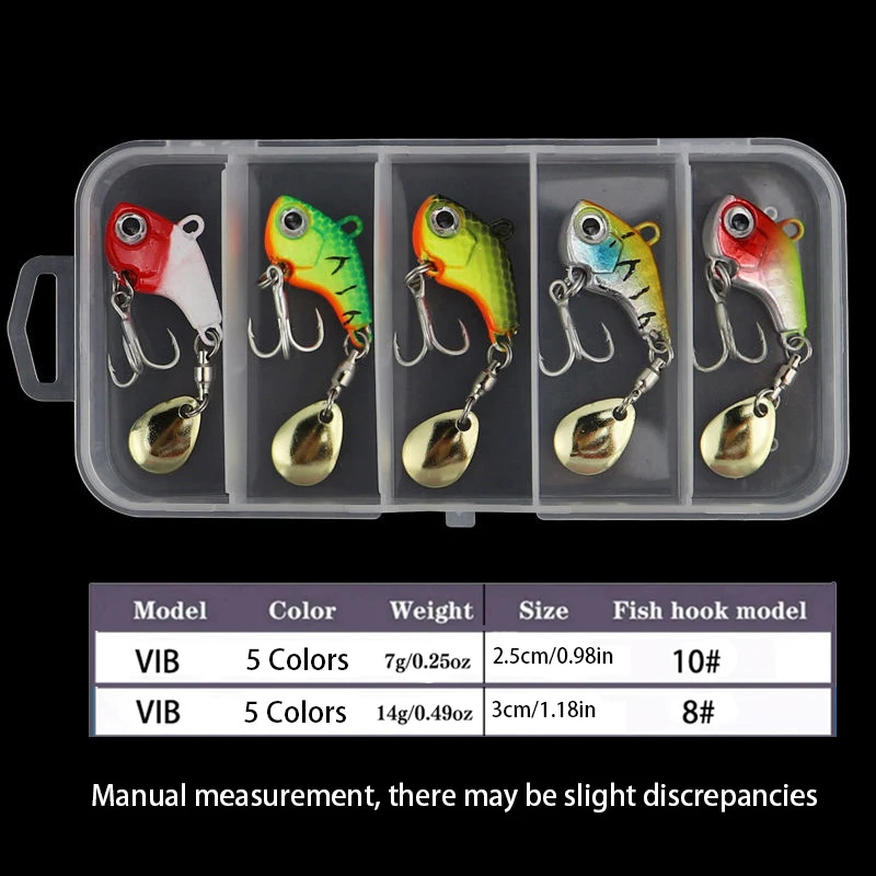 Cebo giratorio que se hunde, plantilla de Metal VIB Chatterbait, señuelo Vatalion de cola giratoria, 2cm, 7g, 2,5 cm, 14g, juego de Wobblers de cuchara para lubina de pesca - imagen 5