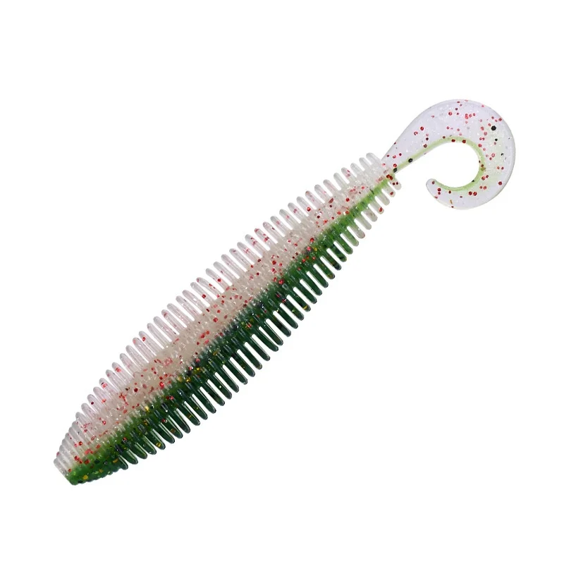 Señuelo de pesca suave, cebo Artificial de gusano de microranura, cola de Hoz TPE, 10cm, 5g, lentejuelas reflectantes, lote de atracción, 5 piezas - imagen 3