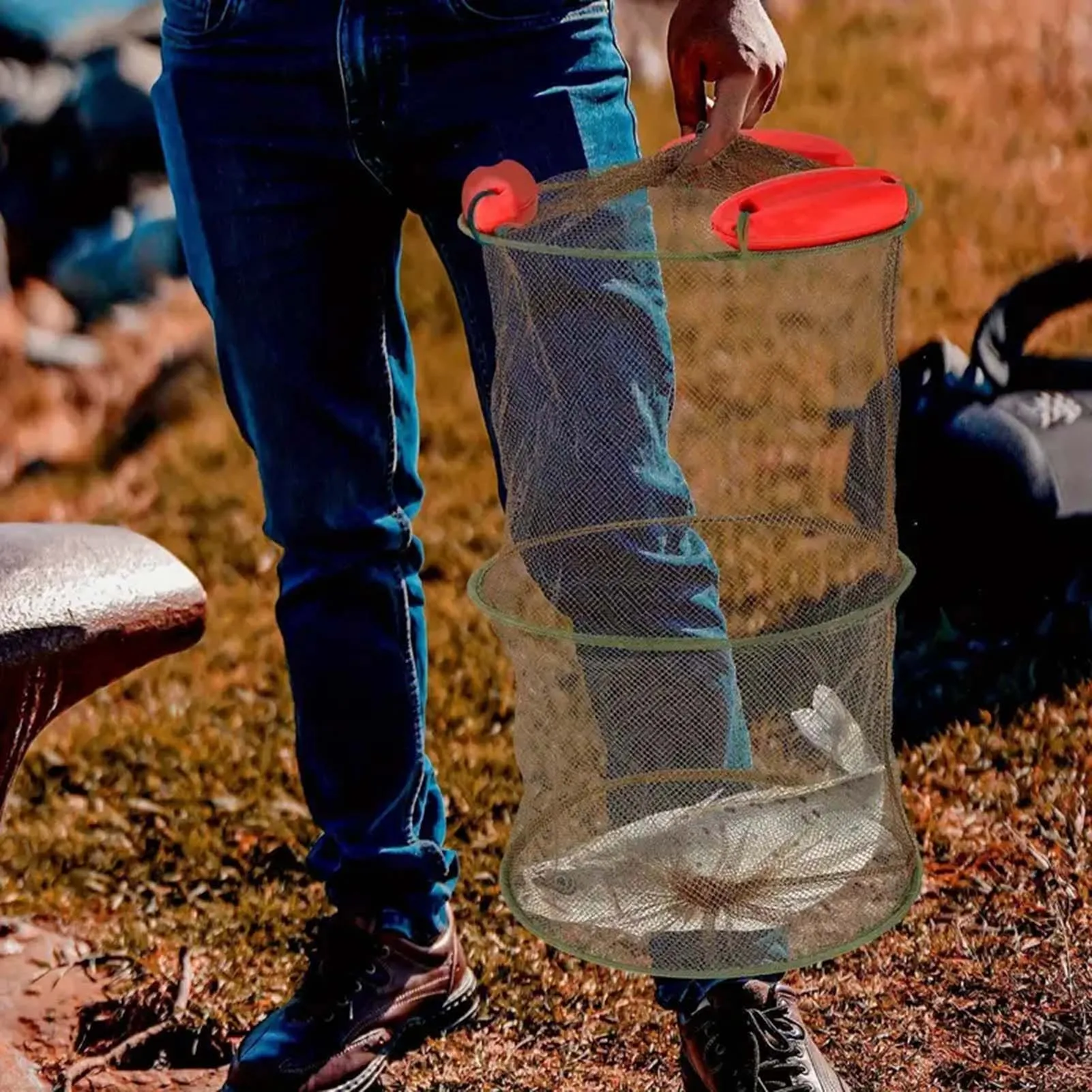 Red de pesca larga nailon – Malla secado rápido con bolsa portátil - imagen 2