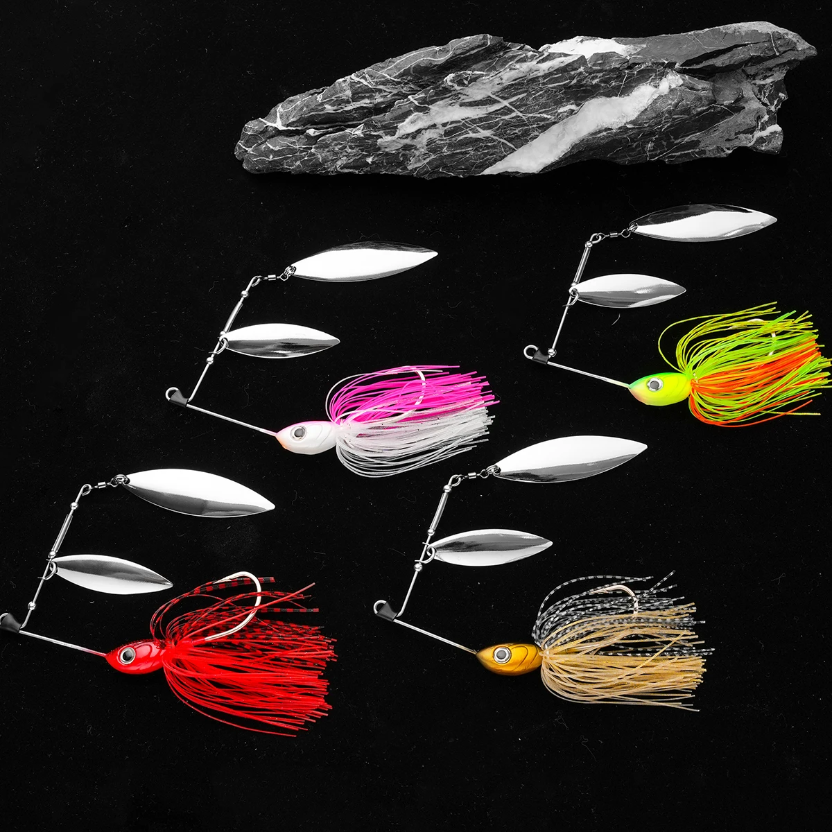 Spinnerbait doble hoja para lubina – Señuelo artificial giratorio - imagen 5