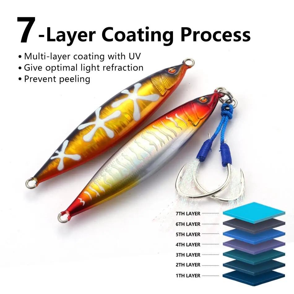 MOOKZZ-SEÑUELOS DE Jigjing lento, cebo duro Artificial para pesca en el mar, 100g, 120g, 150g, 200g, 250g, novedad - imagen 5