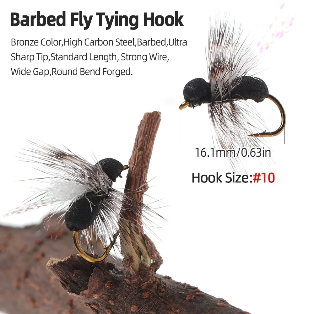 Wifreo 5 piezas/10 piezas # 10 Grizzly Hackle espuma hormiga mosca seca Para poste ala cebos de insectos artificiales trucha perca Grayling Señuelos de pesca - imagen 4