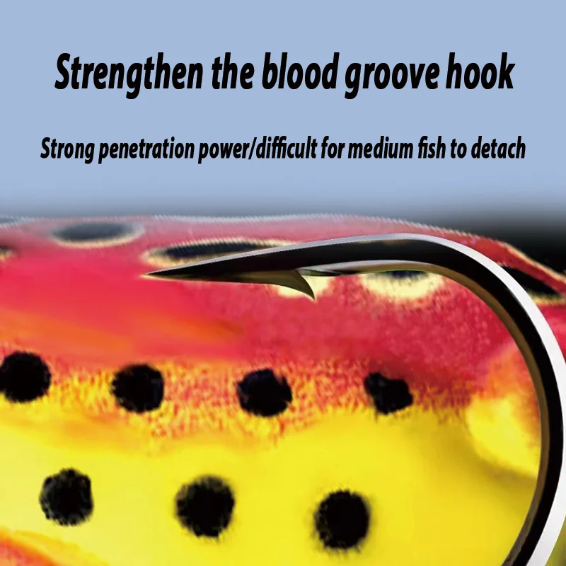 Señuelo de rana hueca Artificial, cebo de rana Ray con ganchos dobles, diseño realista, 10,5g, Topwater, ojos 3D, Lucio, Pesca al curricán - imagen 4