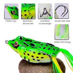 Señuelo de superficie rana Ray TopWater – Silicona para black bass