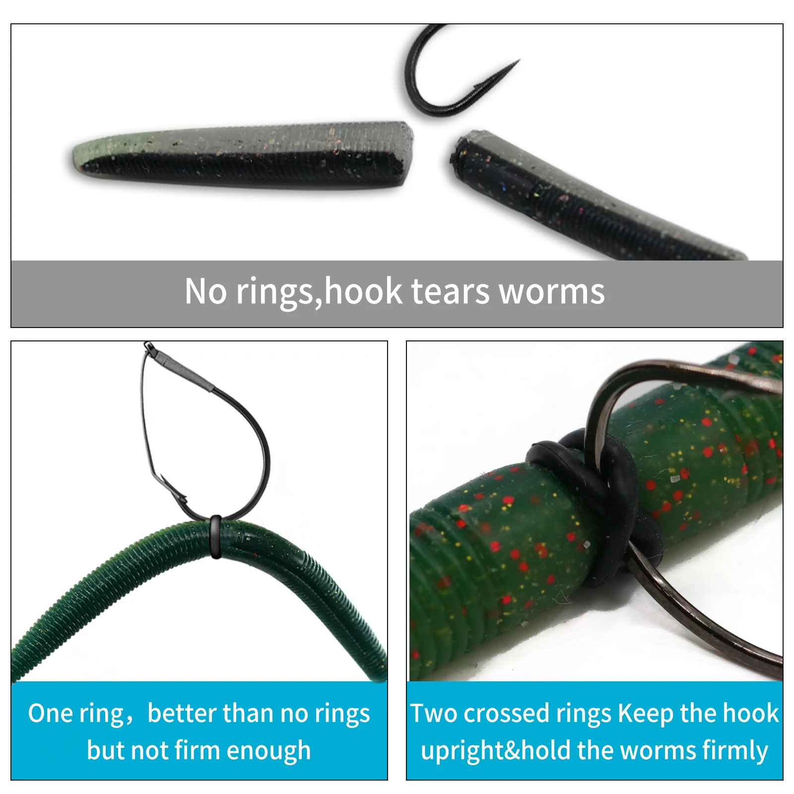 Herramienta de aparejo loco de 9 KM y 50 juntas tóricas de gusano, herramienta de anillo loco, kit de gusano loco para cebos blandos Senko Stick - imagen 3