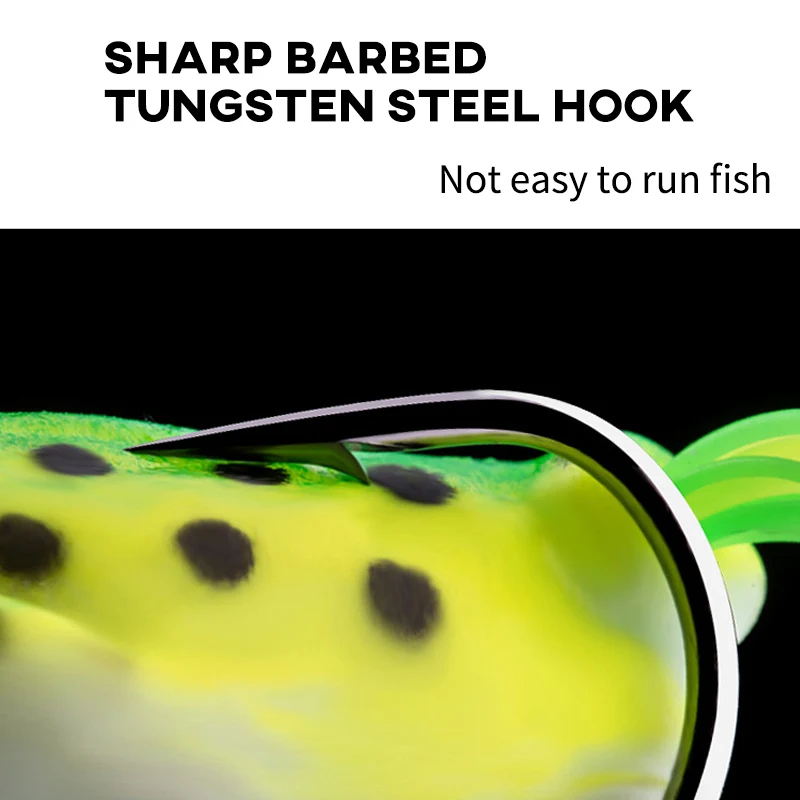 Señuelos de Pesca de rana, cebo de tubo suave, señuelo de silicona tipo RANA, ojos 3D, anzuelo afilado, aparejos de pesca artificiales, 1 unidad, 5g, 8,5g, 13g - imagen 4