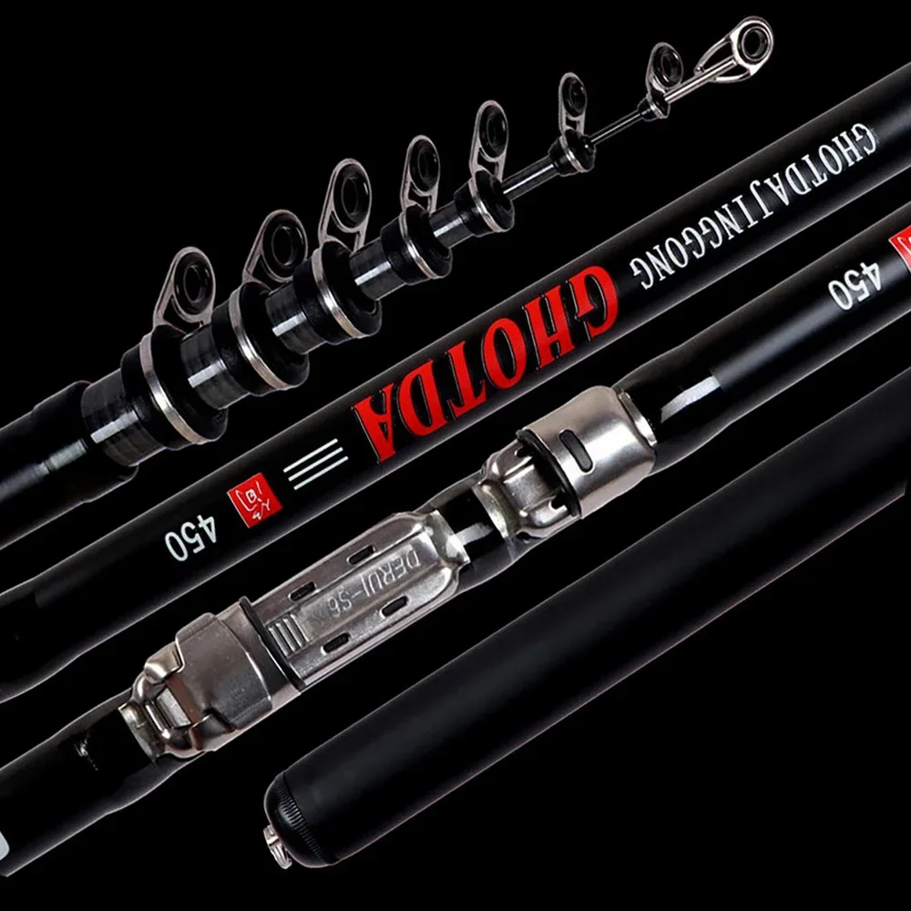 GHOTDA-caña de pescar telescópica, flotador giratorio ultraligero, Material de fibra de carbono, 2,7 M-6,3 M - imagen 3