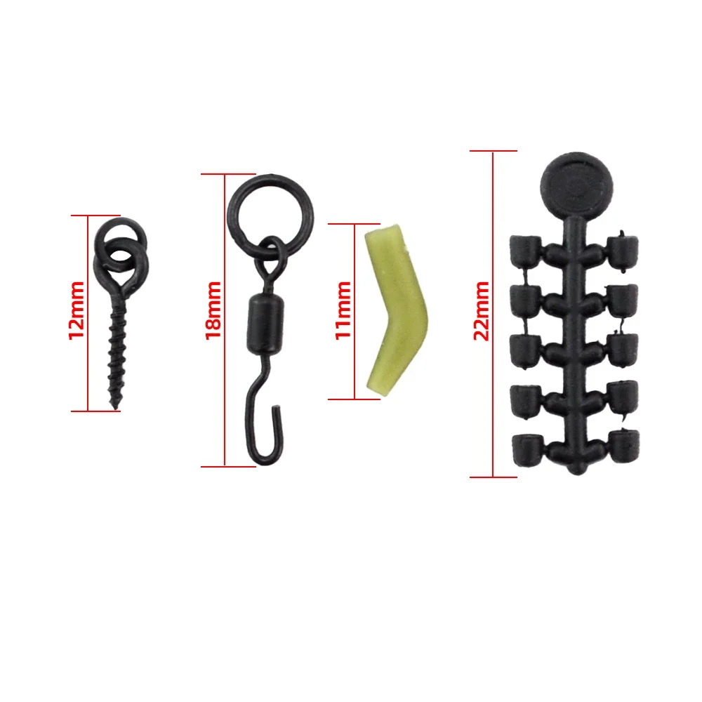 Hirisi-Juego de 10 fundas giratorias para pesca de carpa, mangas antienredos de cambio rápido, 20 piezas, cuentas de goma para anzuelo, accesorios de pesca - imagen 3