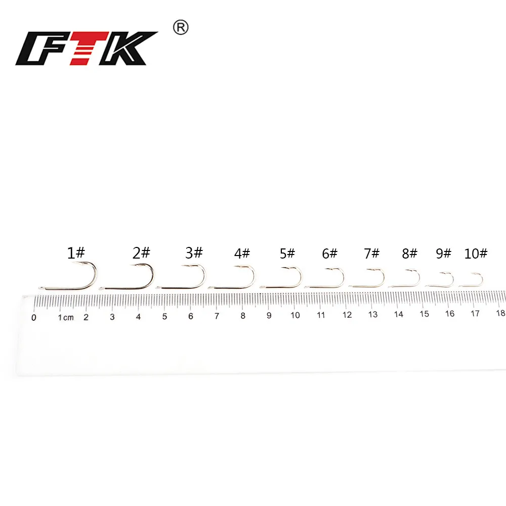 FTK nuevo 1 #-10 # 100 unids/lote anzuelos de pescado doblados anzuelo de púas de acero de alto carbono anzuelos de mar gruesos planos para aparejos de pesca - imagen 3