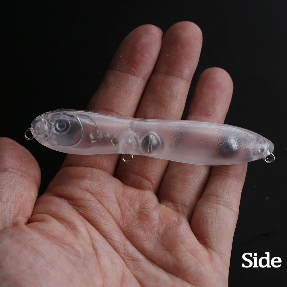 Chan'sHuang-lápiz flotante sin pintar, 20 piezas, Topwater Spook, 10CM, 14,4G, cuerpos transparentes, sonajeros para caminar, señuelo en blanco DIY - imagen 4