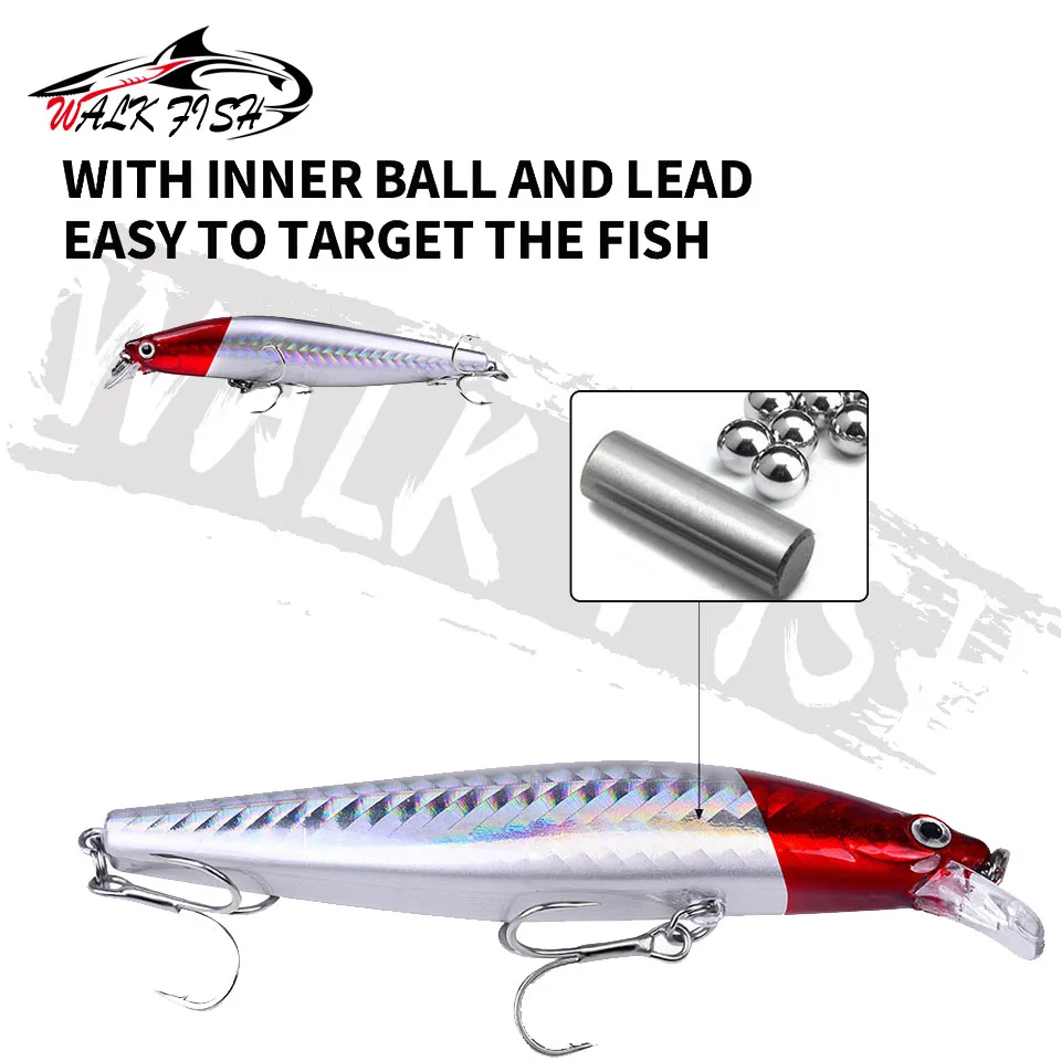 WALK FISH-señuelo de pececillo antioxidado, cebo de Pesca que se hunde, 10,5 cm-19g, curricán duro, Wobblers ruidosos, Pesca de fundición larga - imagen 5