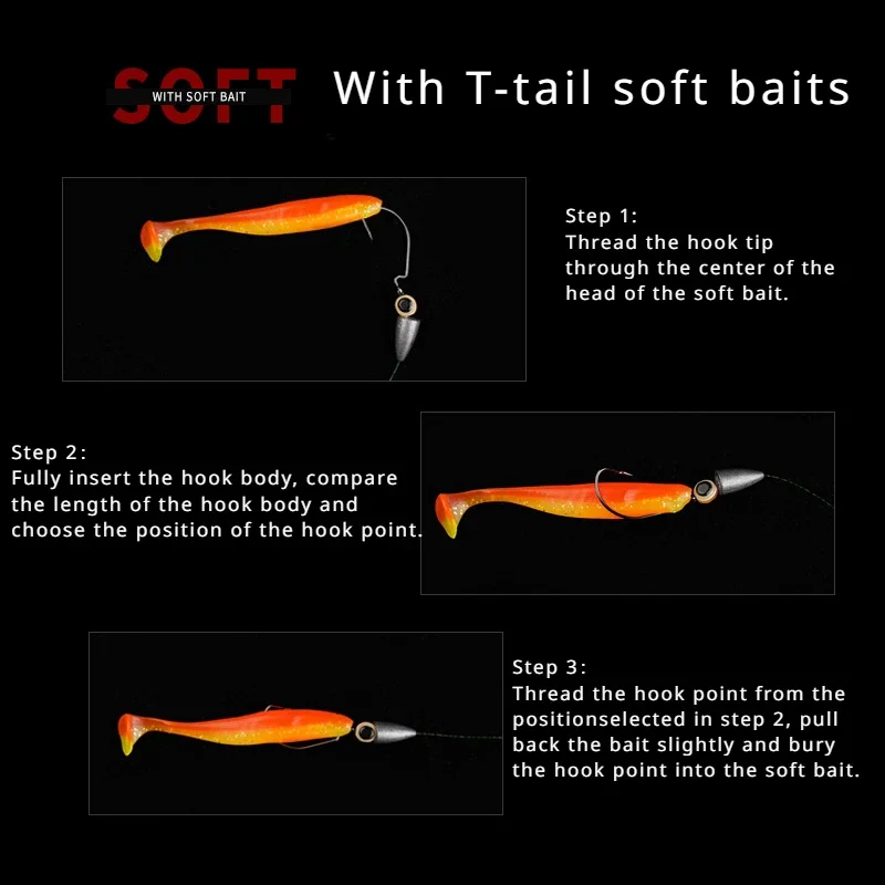 Juego de anzuelos Crankbait de 5 piezas, juego de aparejos Texas atado, juego de línea Bullet Leader, Pin, lubina, rayas blancas, línea oculta, juego de anzuelos de pesca - imagen 3