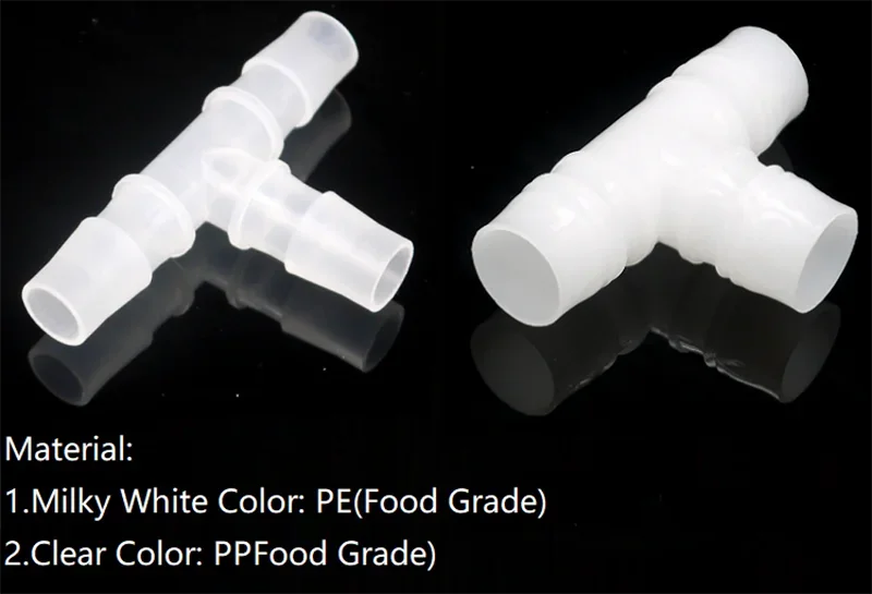 Conector de agua PP PE de grado alimenticio tipo T, divisor de 3 vías, adaptador de junta de irrigación, cabeza cónica, diámetro de 3,2mm ~ 25mm, 10 Uds. - imagen 5