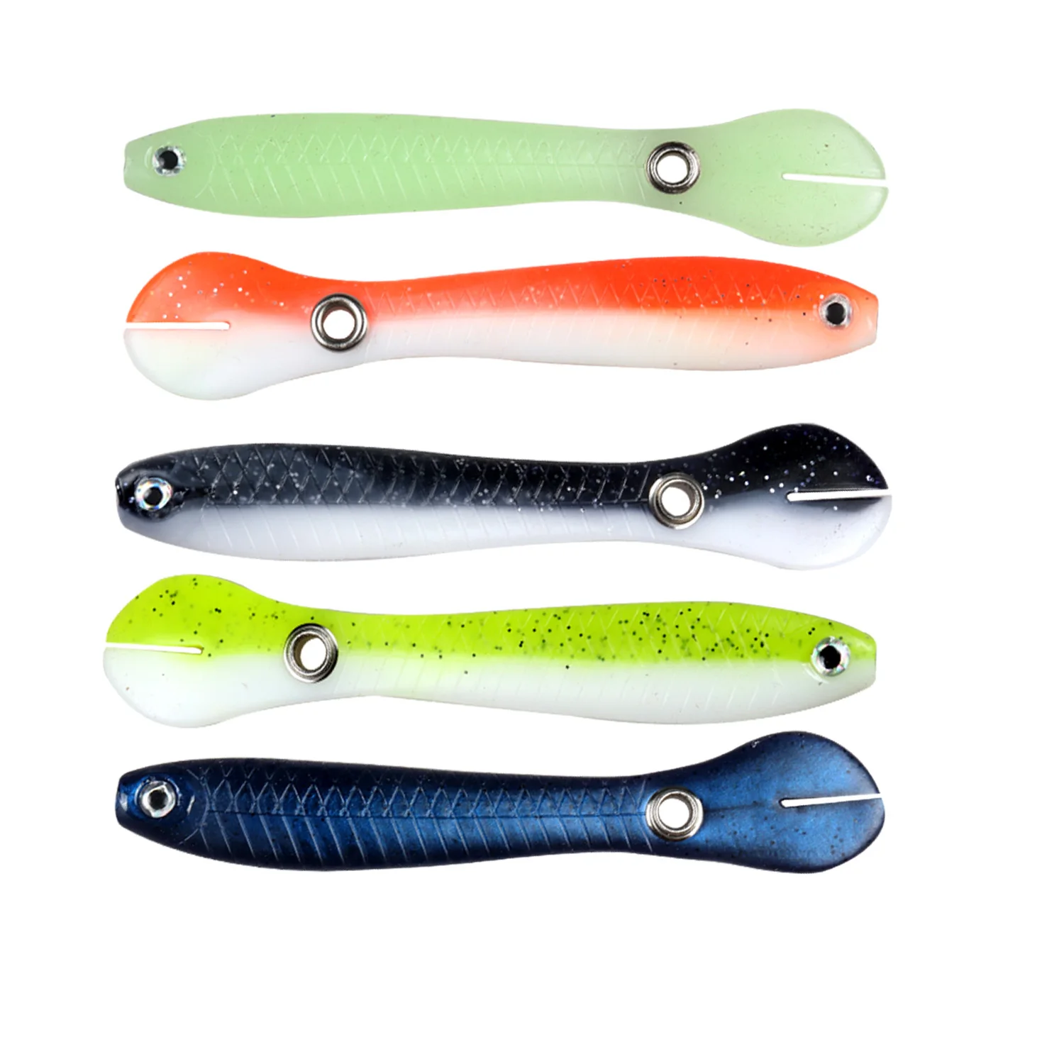 Señuelo suave de 5 piezas, cebo Artificial de Loach de hundimiento lento de 6g y 10cm, Wobbler de natación, Wobblers de Ojos de pez 3D para lubina - imagen 5