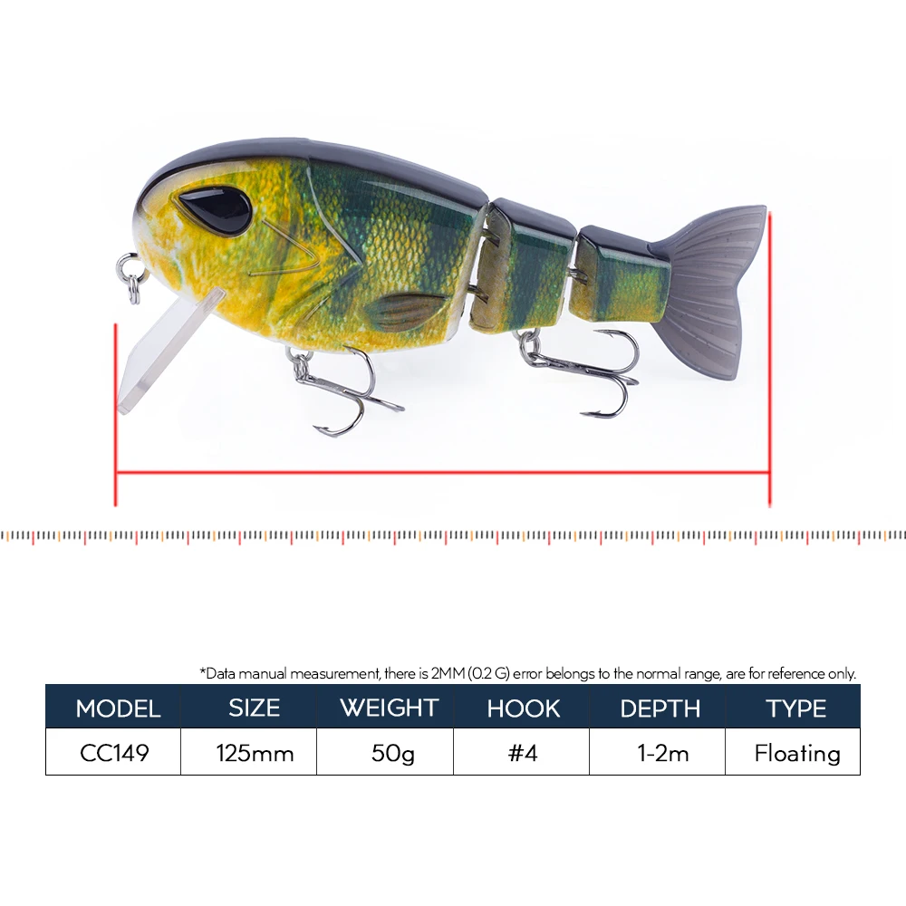 Hanlin-Señuelos de Pesca deslizantes de lubina, cebos de pesca deslizantes de Lucio, Musky, lubina, cola suave, planeador multiarticulado, sábalo, natación, 12,5 CMM, 50g - imagen 2