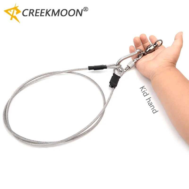 Hebilla de bloqueo de pesca, accesorios de pesca, cadena de acero inoxidable, cuerda de hebilla gigante única de 3mm con flotador, bloqueo de peces vivos