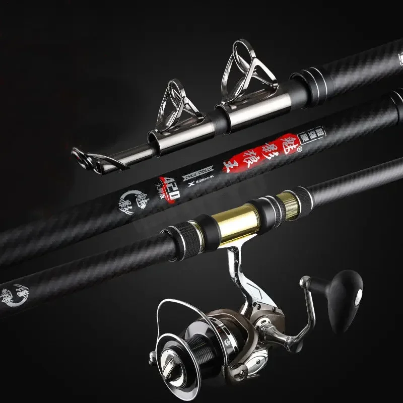 Caña de pescar de carbono de 2,1-4,5 M, barco de mar telescópico, equipo de pesca de alta calidad, 50kg encima, caña de tiro de larga distancia superdura - imagen 4