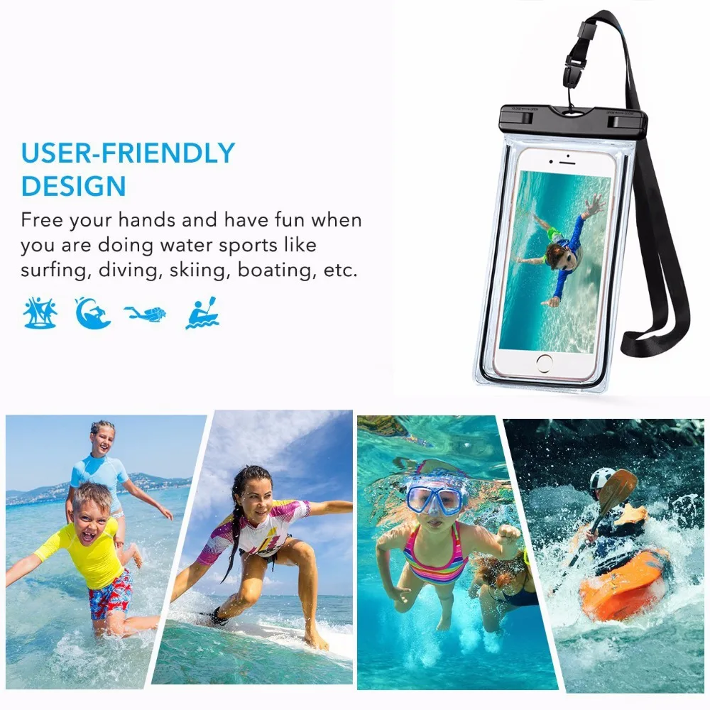 Bolsa Universal impermeable para teléfono móvil, bolsa seca, Protector subacuático para teléfono, cubierta PV para kayak, playa, pesca, 1 Uds. - imagen 3