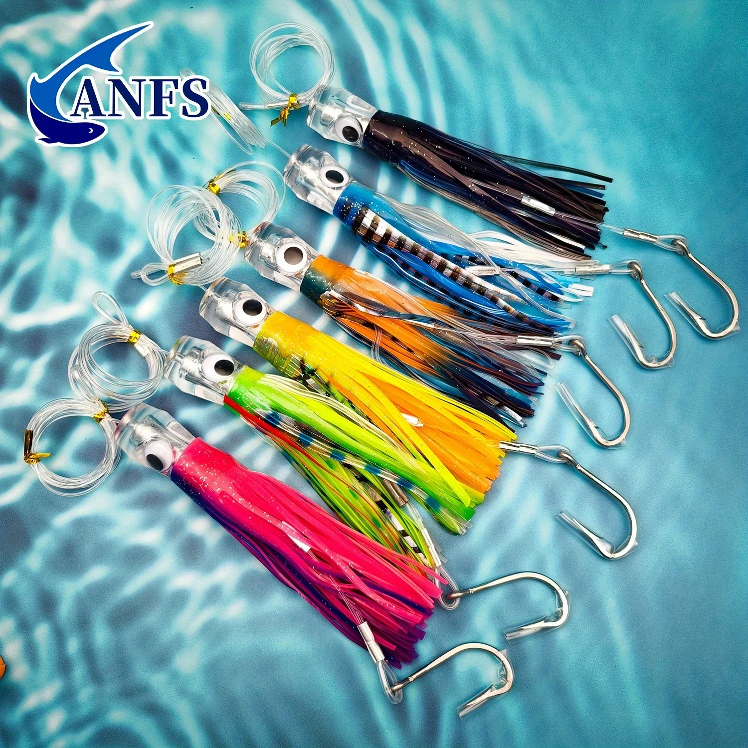 Señuelo de pesca con falda de cabeza acrílica, juego grande en alta mar, para atún Redfin, anzuelo individual para pesca en barco, pesca en el mar, 6 "/9", 1 ud. - imagen 2