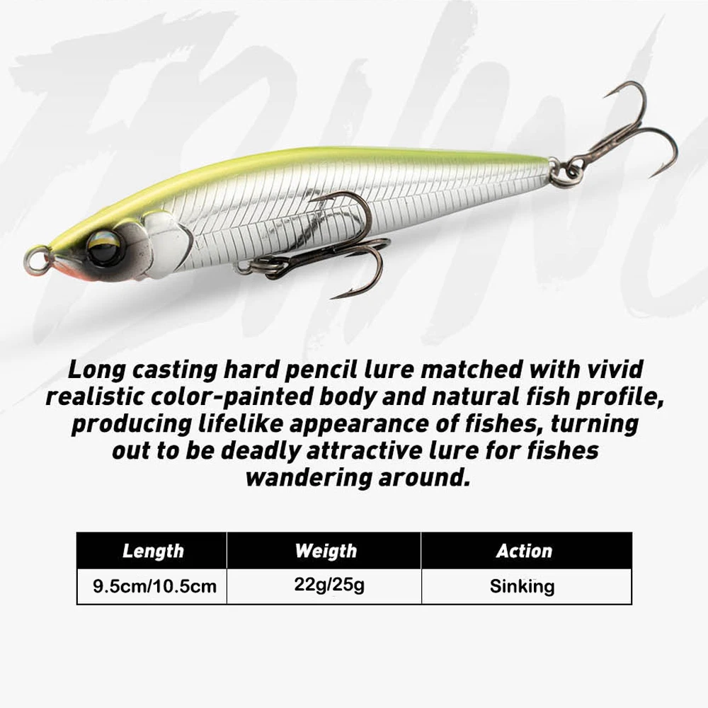 Señuelo de pesca hundido, cebo tipo lápiz de 95mm y 105mm para señuelo de fundición larga, señuelo de lubina con anzuelos anticorrosión, wobbler de pesca - imagen 2