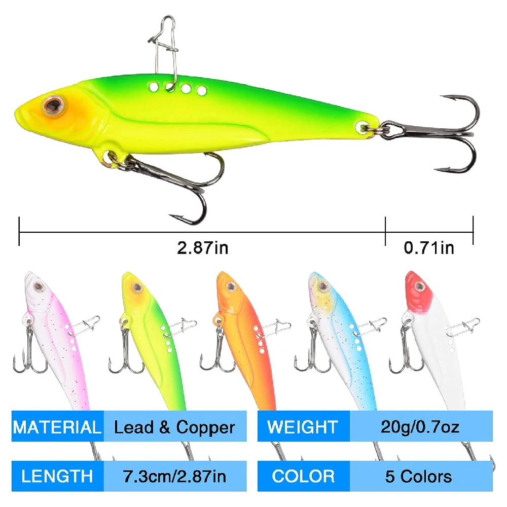 Señuelo de Metal VIB, cucharas de pesca Jigging, cebos de hoja de Metal duro, Señuelos de pesca de lubina, Swimbait para lubina, señuelo de trucha Walleye, 5 uds. - imagen 3