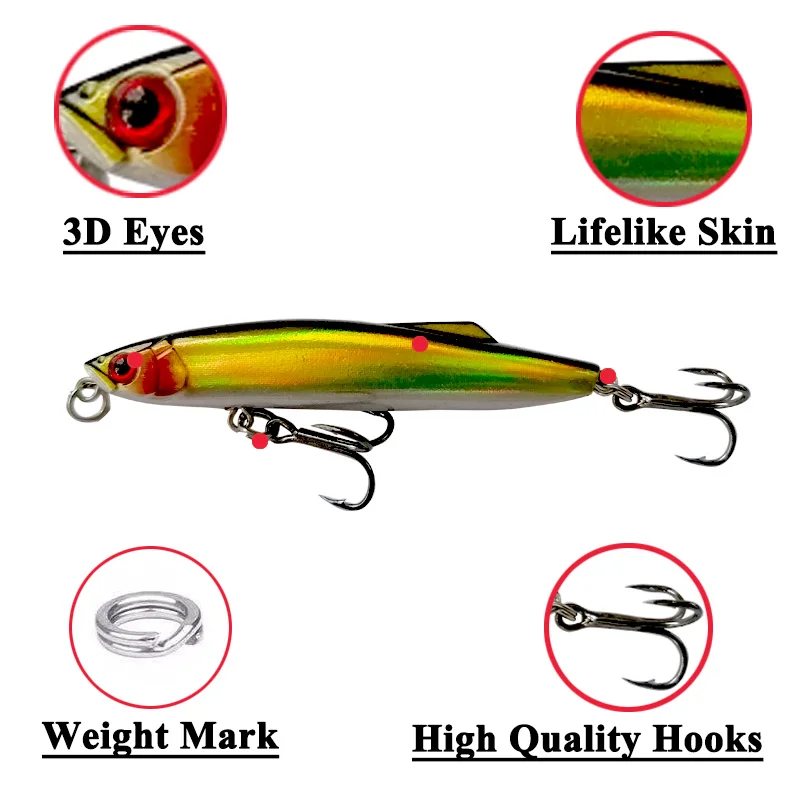 Señuelo de pesca que se hunde con lápiz, 1 piezas, 7cm, 10g, accesorios de agua salada, cebos artificiales, Wobblers, artísticos, cebo duro profesional - imagen 4