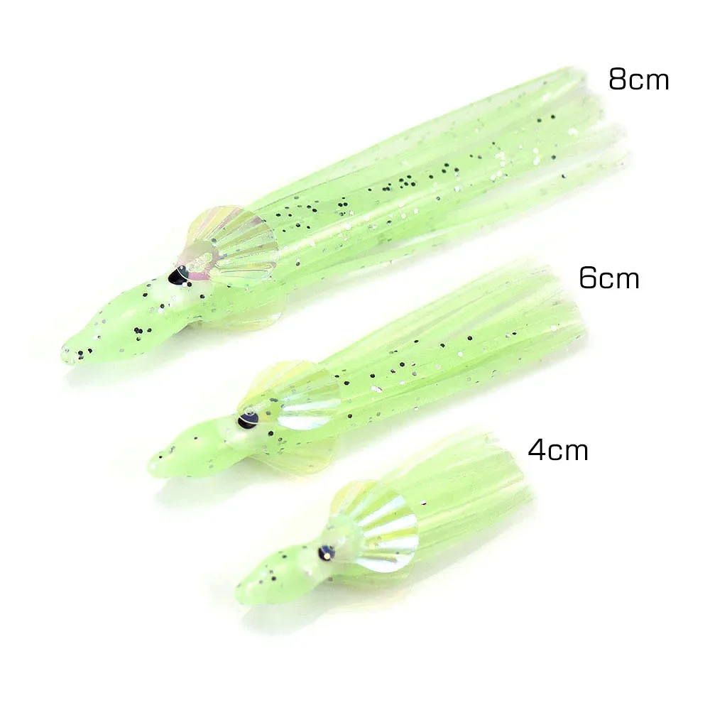 Countbass 4cm 6cm 8cm faldas de calamar luminosas arcoíris, cebos de pulpo suaves Hoochki, Señuelos de pesca Sabiki - imagen 3