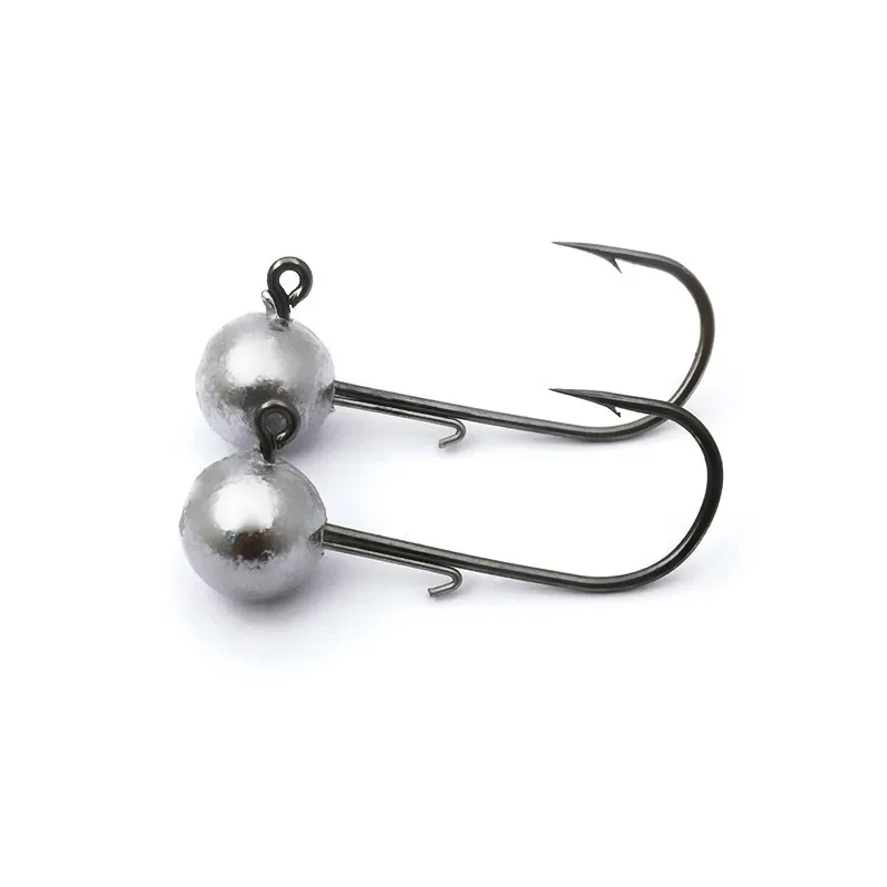 Anzuelo de pesca con cabeza de plomo y bola redonda, 5 uds., 2,5-14g, anzuelo con cabeza de anzuelo para gusano blando, anzuelos de vástago largo sin malezas, pesca de lubina - imagen 3