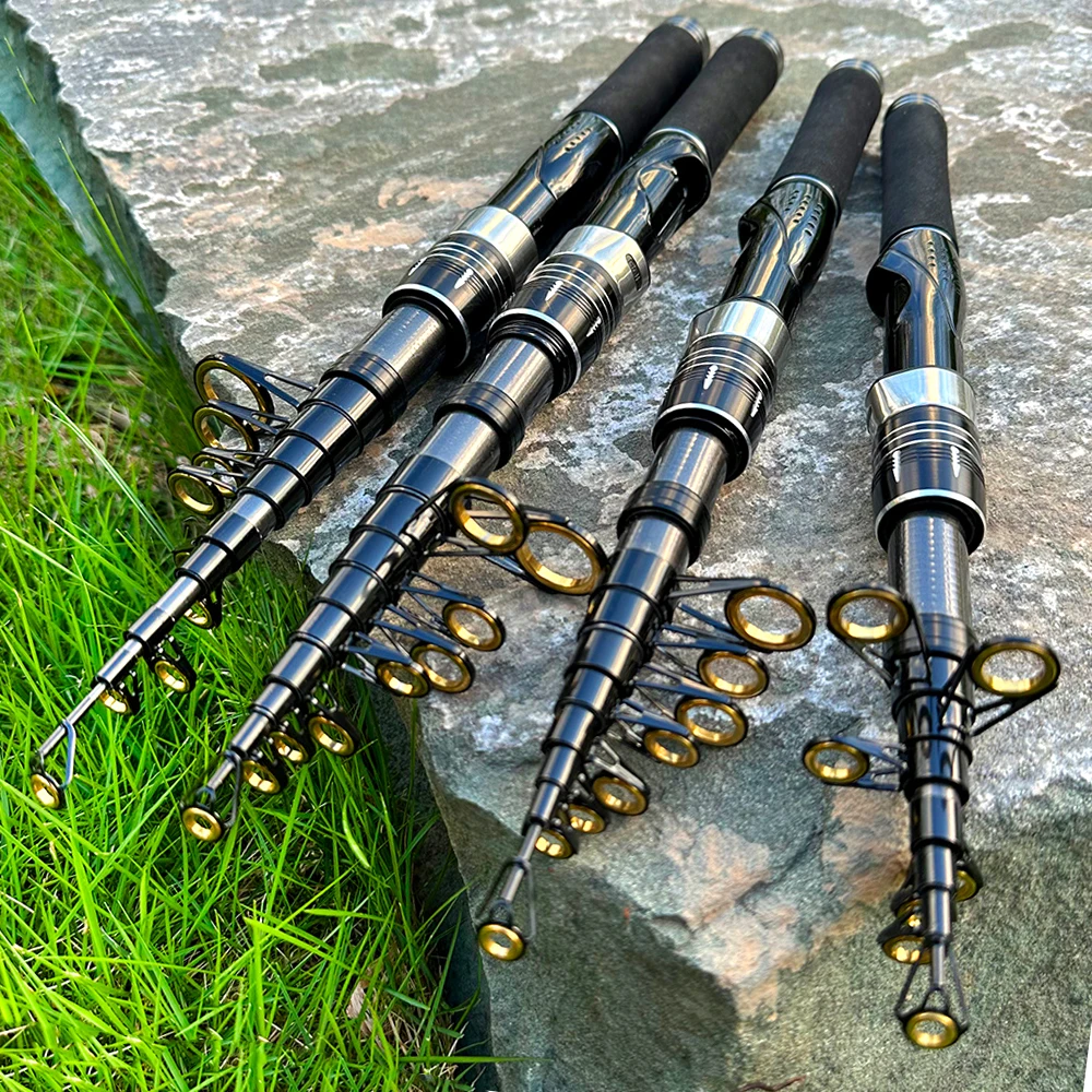 Caña de pescar telescópica ultracorta, 1,5/1,8/2,1/2,4 M, Mini caña de lanzamiento de viaje, aparejos de pesca multifuncionales sal/agua dulce - imagen 5