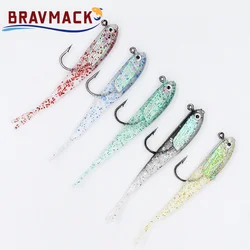 Señuelos de pesca de silicona, cebo Artificial suave con anzuelos para pesca en agua salada y dulce, 5 uds.