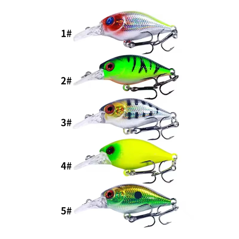 5 uds Crankbait Rock Fish Bass juego de señuelos de pesca 4,4g 5cm cebos artificiales Topwater manivela Wobblers para Lucio Crankbaits pesca - imagen 4