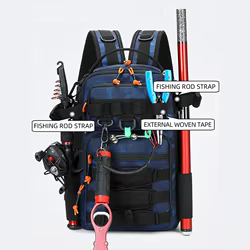 Mochila táctica Molle para pesca con soporte para cañas y señuelos