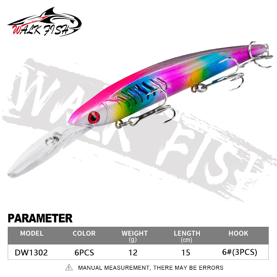 WALK pescado Artificial-Cebo duro para pesca de Lucio, señuelo de pececillo negro de 152mm, 12g con gancho 6 #, Wobbler, equipo de pesca de carpa, Crankbait - imagen 3