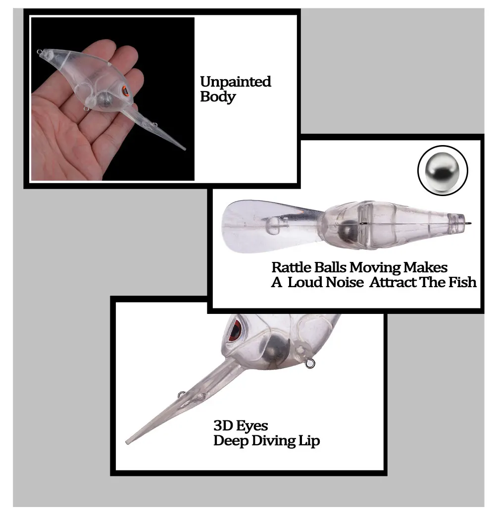 Chan'sHuang 5 uds cebo en blanco sin pintar 13cm 25g sonajero flotante buceo profundo Crankbait DIY señuelo de pesca Artificial - imagen 4