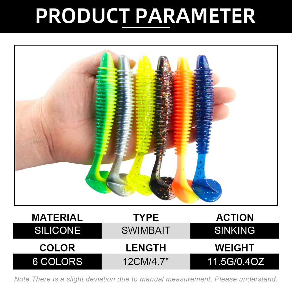 Spinpoler-señuelo suave acanalado para pesca, cebo de pesca con cola de gusano, Wobbler, Swimbait, pez para pesca depredatoria, perca, Lucio, Zander, 3 piezas - imagen 2