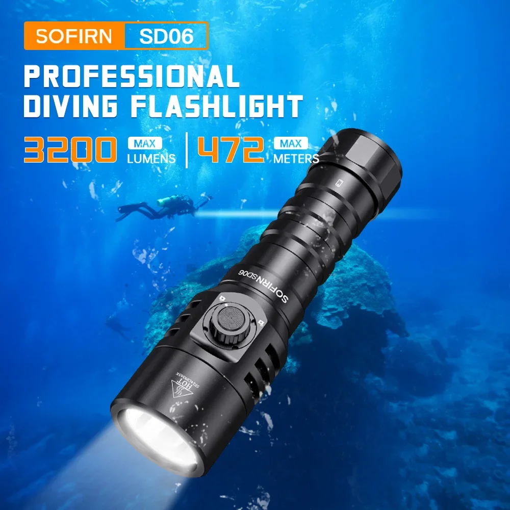 Linterna de buceo Sofirn SD06 LED recargable potente