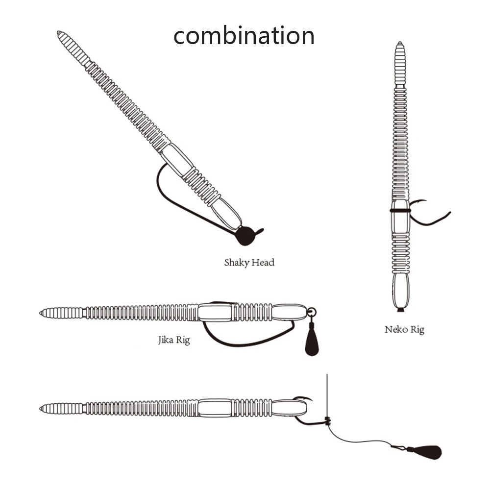8 unids/set flotante 4,5g/125mm suave lombriz Señuelos de Pesca Artificial Stickbaits señuelo de silicona cebo de pescado aparejos de lubina Pesca - imagen 5