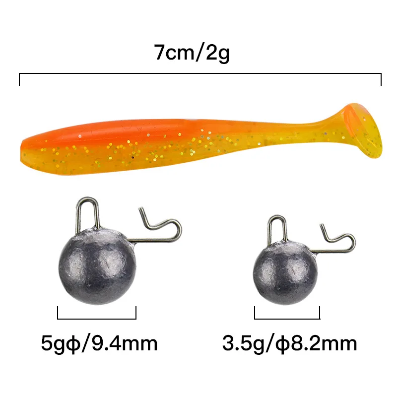 PRO BEROS-Lote de 10 señuelos blandos de silicona, cebo de 7cm y 2g, gusanos para pesca de mar, cebos artificiales PVA Swimbait Wobblers, aparejos de pesca - imagen 3