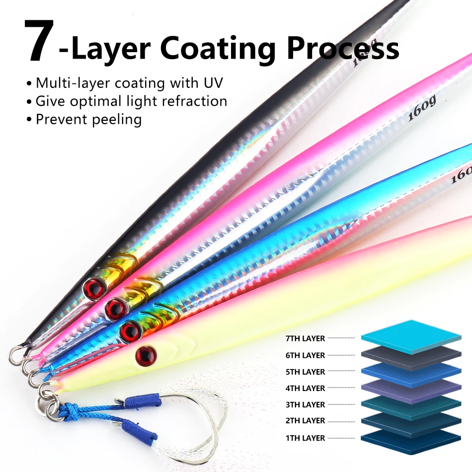 MOOKZZ-señuelo de pesca Jigjing de Metal, 60G, 80G, 100G, 160G, 180G, 200g, 250g, 280G, 300G, nuevo - imagen 5