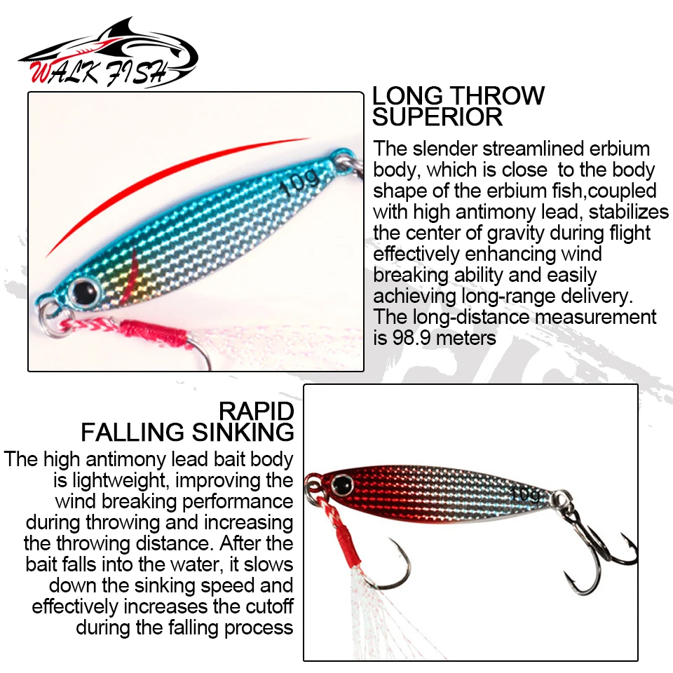 WALK FISH-cebo de pesca Artificial de Metal, 1 piezas, 7g/10g/15g/20g, nuevo hundimiento, Leurre Peche Jigging, Wobbler Trolling - imagen 5